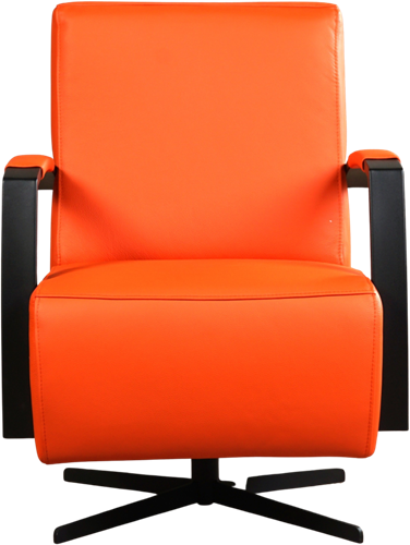 Leren industriële draaifauteuil Mood - Toledo Leer Orange - Frame zwart - Stervoet zwart-2