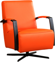 Leren industriële draaifauteuil Mood - Toledo Leer Orange - Frame zwart - Stervoet zwart