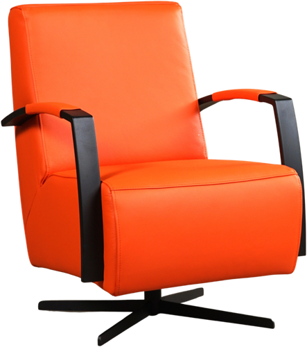 Leren industriële draaifauteuil Mood - Toledo Leer Orange - Frame zwart - Stervoet zwart