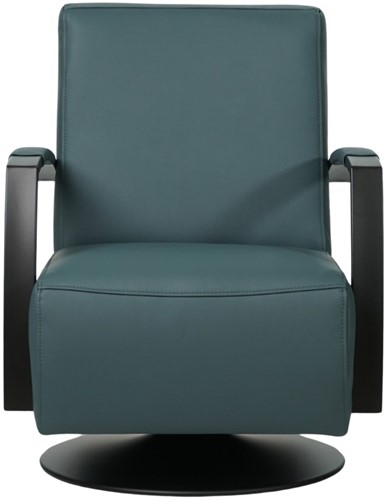 Leren industriële draaifauteuil Mood - Toledo Leer Whale - Frame zwart - Schotelvoet zwart-2