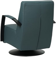 Leren industriële draaifauteuil Mood - Toledo Leer Whale - Frame zwart - Schotelvoet zwart-3