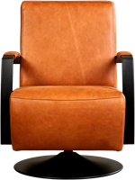 Leren industriële draaifauteuil Mood - Vintage Leer Cognac - Frame zwart - Schotelvoet zwart-2