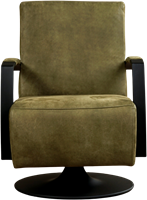Leren industriële draaifauteuil Mood - Kenia Leer Olive - Frame zwart - Schotelvoet zwart-2