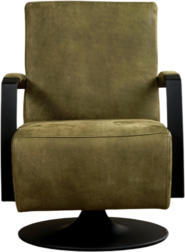 Leren industriële draaifauteuil Mood - Kenia Leer Olive - Frame zwart - Schotelvoet zwart-2