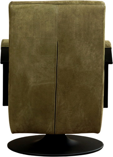 Leren industriële draaifauteuil Mood - Kenia Leer Olive - Frame zwart - Schotelvoet zwart-3