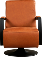 Leren industriële draaifauteuil Mood - Rancho Leer Cognac - Frame zwart - Schotelvoet zwart-2