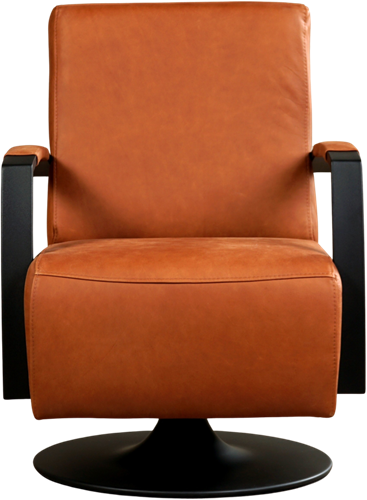 Leren industriële draaifauteuil Mood - Rancho Leer Cognac - Frame zwart - Schotelvoet zwart-2