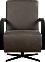 Leren industriële draaifauteuil Mood - Rancho Leer Steel - Frame zwart - Stervoet zwart-2