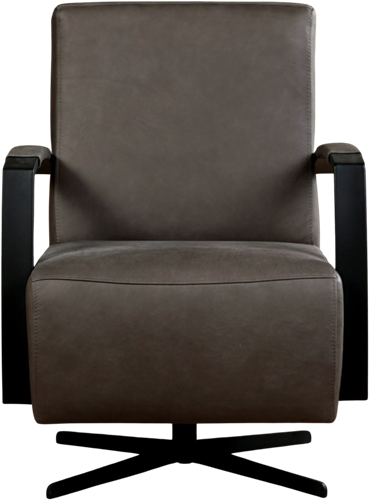 Leren industriële draaifauteuil Mood - Rancho Leer Steel - Frame zwart - Stervoet zwart-2