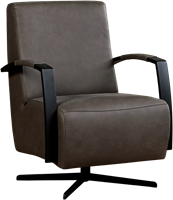 Leren industriële draaifauteuil Mood - Rancho Leer Steel - Frame zwart - Stervoet zwart