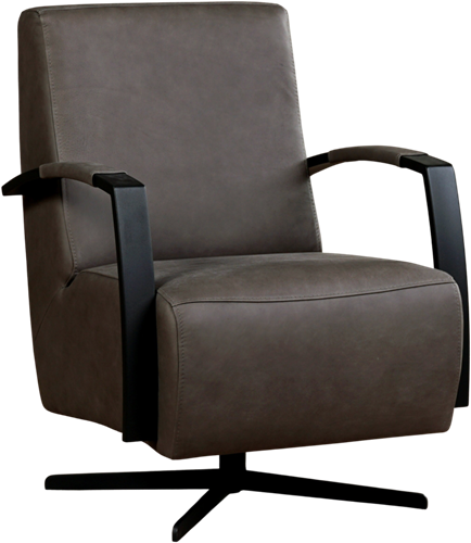 Leren industriële draaifauteuil Mood - Rancho Leer Steel - Frame zwart - Stervoet zwart