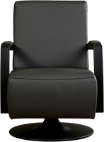 Leren industriële draaifauteuil Mood - Toledo Leer Antracite - Frame zwart - Schotelvoet zwart-2