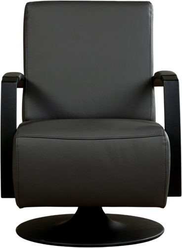 Leren industriële draaifauteuil Mood - Toledo Leer Antracite - Frame zwart - Schotelvoet zwart-2