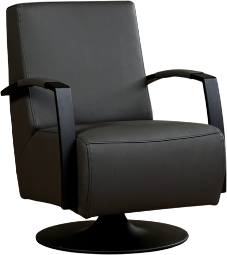 Leren industriële draaifauteuil Mood - Toledo Leer Antracite - Frame zwart - Schotelvoet zwart