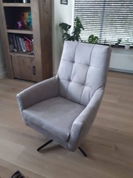 Leren draaifauteuil volledig gestoffeerd - met hoge rug en stervoet - grijs leer