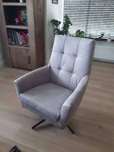 Leren draaifauteuil volledig gestoffeerd - met hoge rug en stervoet - grijs leer