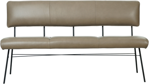 Leren eetkamerbank Solid - Granada Taupe (taupe/bruin)-2