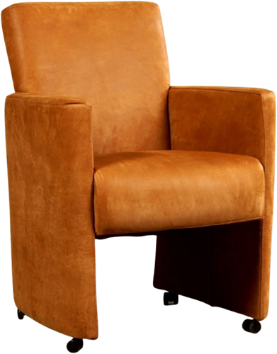 Leren eetkamerfauteuil Elegant - Kenia Leer Cognac - Met handgreep RVS