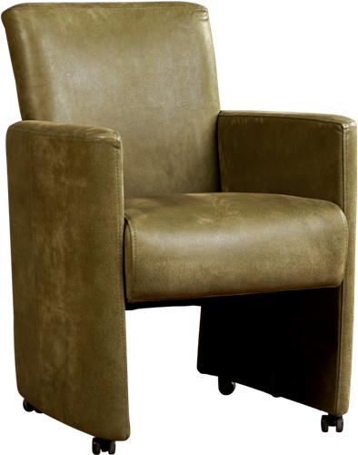 Leren eetkamerfauteuil Elegant - Kenia Leer Olive - zonder handgreep