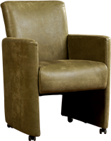 Leren eetkamerfauteuil Elegant - Kenia Leer Walnut - Met handgreep Zwart