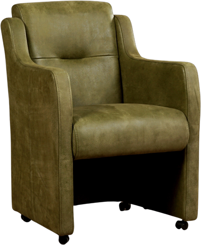 Leren eetkamerfauteuil Mass - Kenia Leer Olive - Met handgreep Zwart