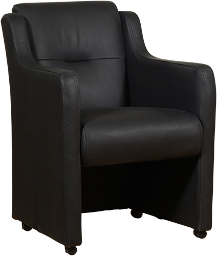 Leren eetkamerfauteuil Mass - Rancho Leer Nero - Met handgreep RVS