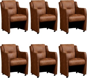 Set van 6 Leren eetkamerfauteuils Mass