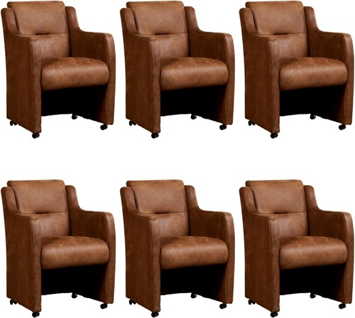 Leren eetkamerfauteuil Mass - set van 6 stoelen