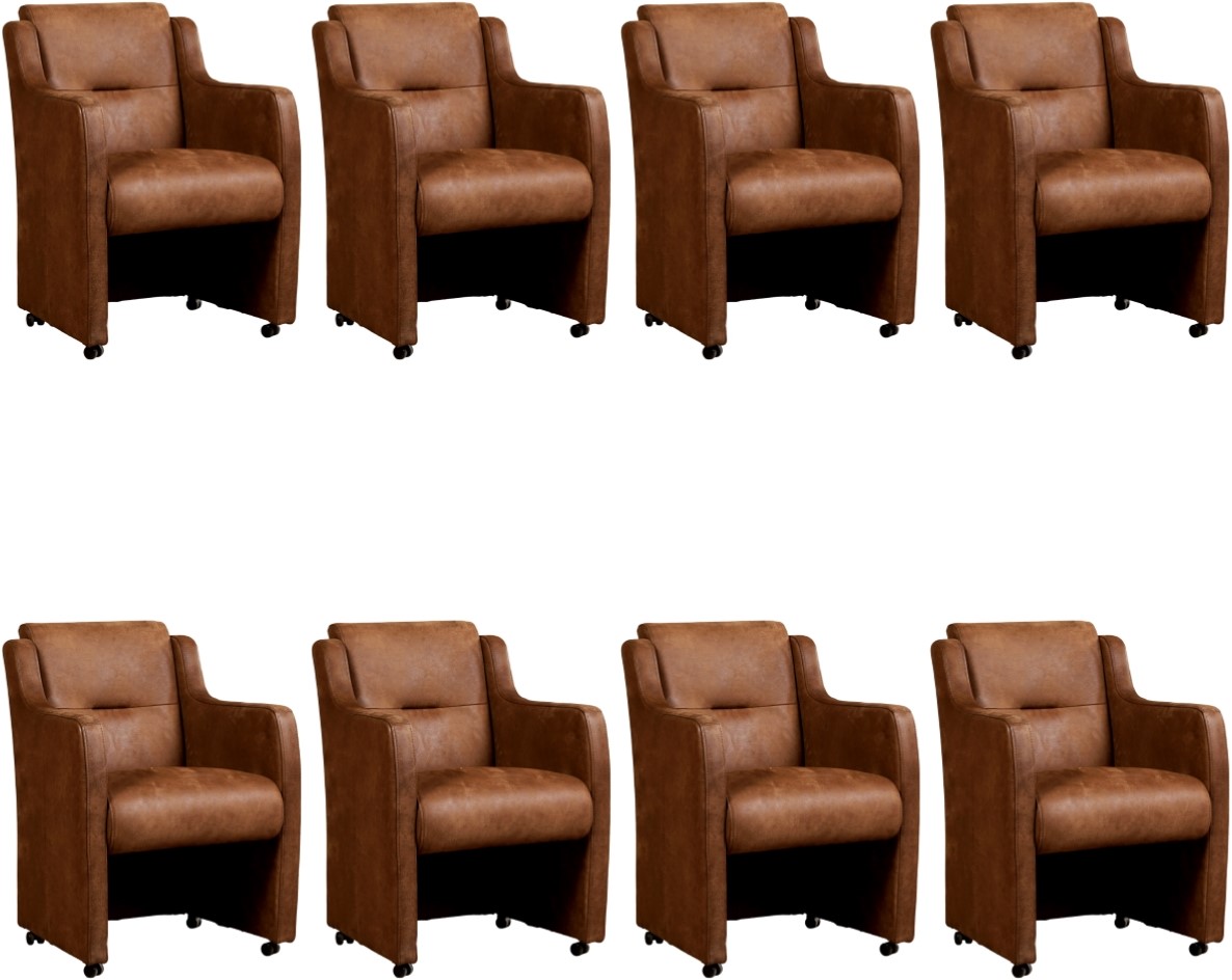 vacature teer Lijken Leren eetkamerfauteuil Mass - set van 8 stoelen - Massif Leer Nero - zonder  handgreep ShopX