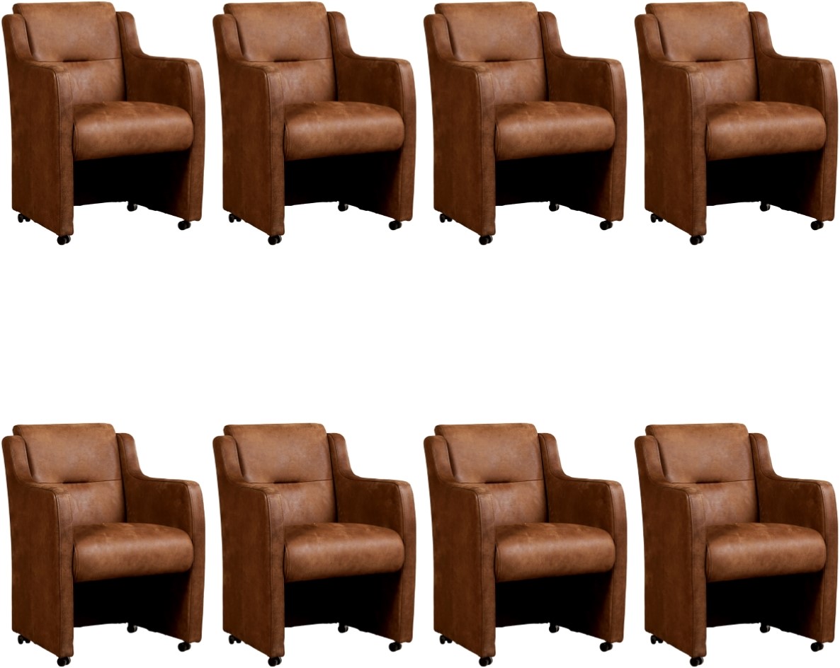 Vrouw correct tack Leren eetkamerfauteuil Mass - set van 8 stoelen ShopX