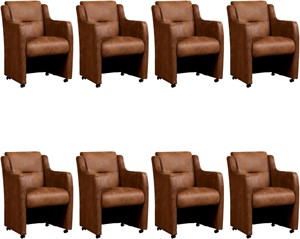 Set van 8 Leren eetkamerfauteuils Mass