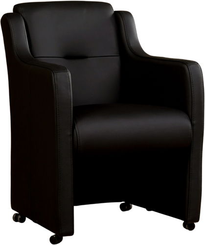 Leren eetkamerfauteuil Mass - Toledo Leer Nero - Met handgreep RVS