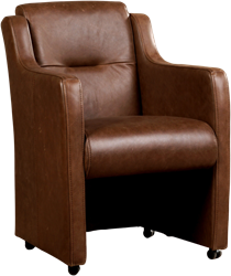 Leren eetkamerfauteuil Mass - Vintage Leer Brown - Met handgreep RVS