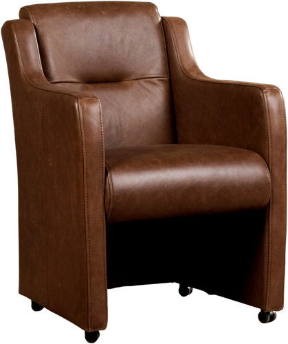 Leren eetkamerfauteuil Mass - Vintage Leer Brown - Met handgreep RVS