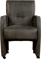 Leren eetkamerfauteuil Pleasure - Kenia Leer Antracite - Met handgreep-2
