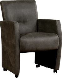 Leren eetkamerfauteuil Pleasure - Kenia Leer Antracite - Met handgreep