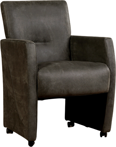 Leren eetkamerfauteuil Pleasure - Kenia Leer Antracite - Met handgreep Zwart