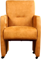 Leren eetkamerfauteuil Pleasure - Kenia Leer Cognac - Met handgreep Zwart-2