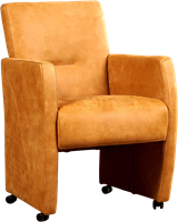 Leren eetkamerfauteuil Pleasure - Kenia Leer Cognac - Met handgreep Zwart