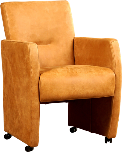 Leren eetkamerfauteuil Pleasure - Kenia Leer Cognac - Met handgreep Zwart