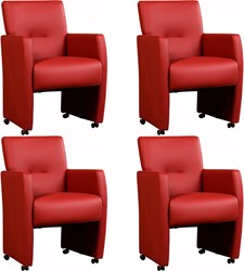 Leren eetkamerfauteuil Pleasure - set van 4 stoelen