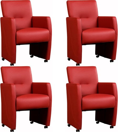 Leren eetkamerfauteuil Pleasure - set van 4 stoelen