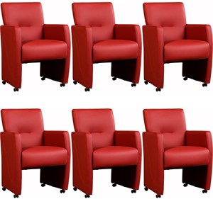 Set van 6 Leren eetkamerfauteuils Pleasure