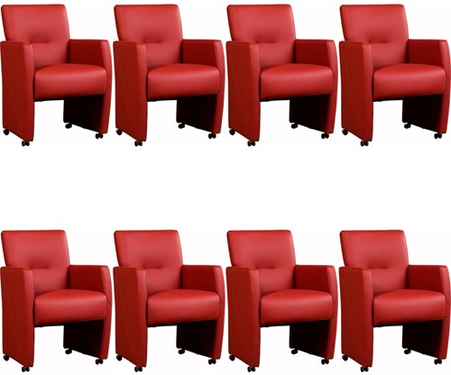 Leren eetkamerfauteuil Pleasure - set van 8 stoelen