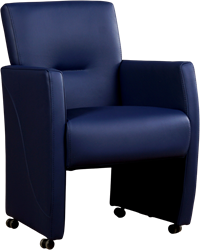 Leren eetkamerfauteuil Pleasure - Toledo Leer Kobalt - Met handgreep