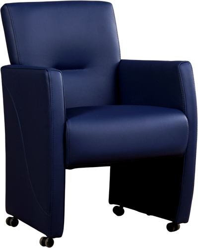 Leren eetkamerfauteuil Pleasure - Toledo Leer Kobalt - Met handgreep