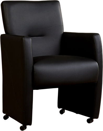 Leren eetkamerfauteuil Pleasure - Massif Leer Nero - Met handgreep