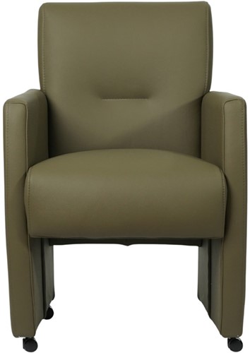 Leren eetkamerfauteuil Pleasure - Toledo leer Olive - zonder handgreep-2