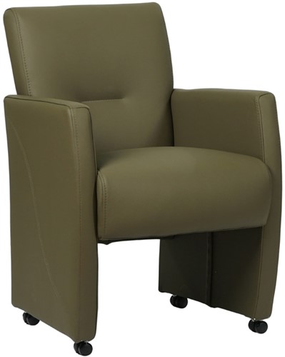 Leren eetkamerfauteuil Pleasure - Toledo leer Olive - met handgreep