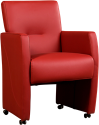 Leren eetkamerfauteuil Pleasure met armleuning en wieltjes